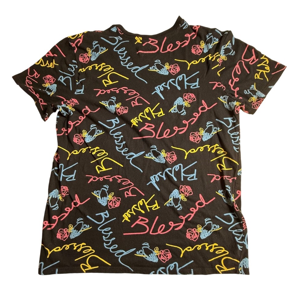 Original Gravity Streetwear Blessed Black Graphic Print T-Shirt - Size L-945